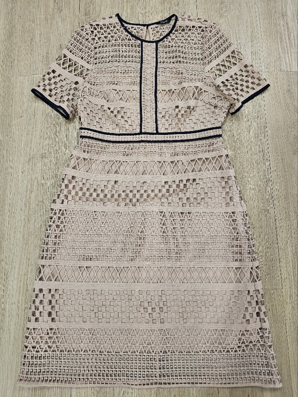 ​Marks & Spencer Autograph Geometric Lace Crochet Midi Dress Blush Pink #10 NwoT